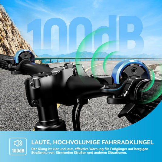 Fietsklingel voor stuur 19-25,4 mm luid en waterbestendig blauw – fietsbel – fietsklingel - happygetfit.com