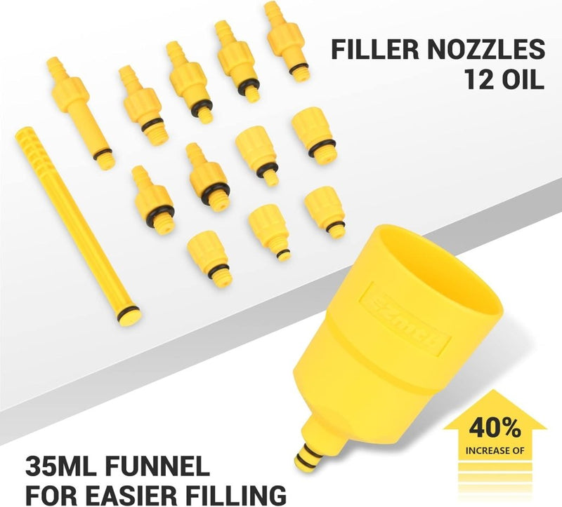 Charger l’image dans la visionneuse de galerie, Fietsrem ontluchtingsset met 2 injectiespuiten, trechter en 12 adapters – remolie gereedschap – schijfremonderhoud - happygetfit.com
