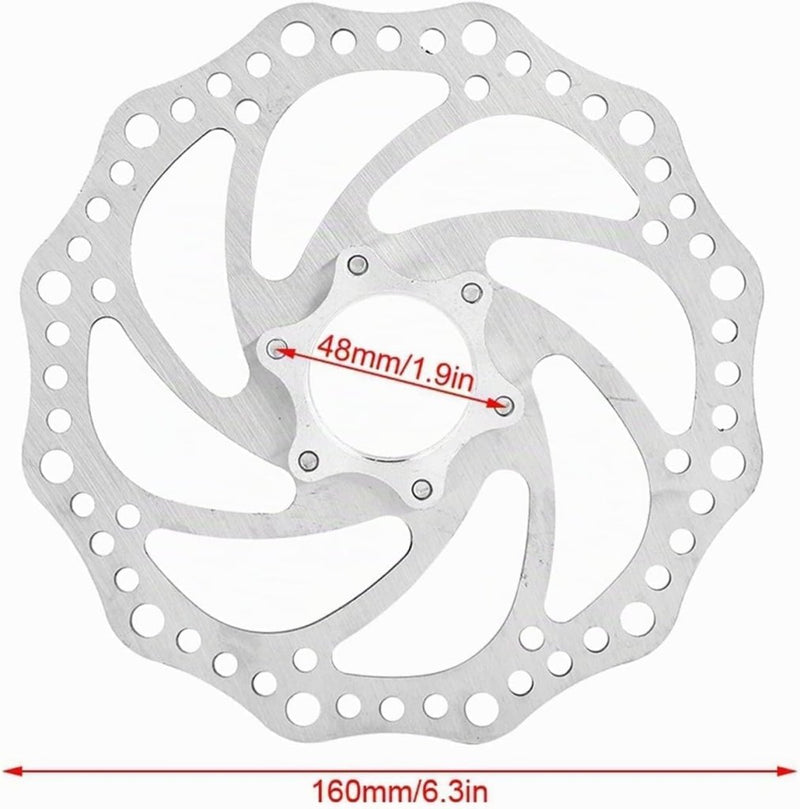 Załaduj obraz do przeglądarki galerii, Fietsremschijf 160 mm van roestvrij staal met flensadapter en 6 bevestigingsbouten – remrotor – schijfremonderdelen - happygetfit.com

