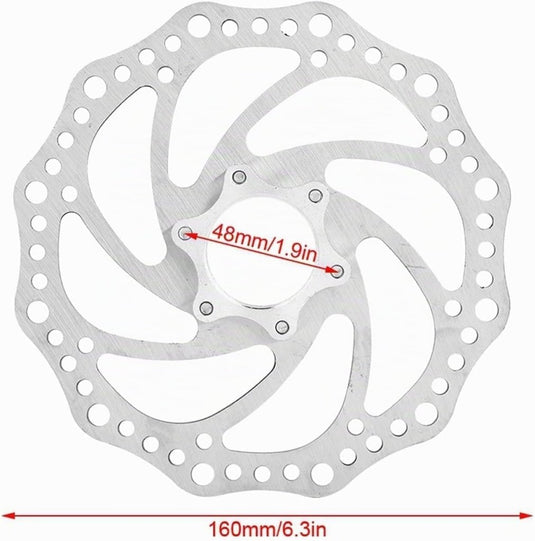 Fietsremschijf 160 mm van roestvrij staal met flensadapter en 6 bevestigingsbouten – remrotor – schijfremonderdelen - happygetfit.com