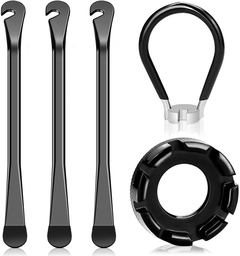Charger l’image dans la visionneuse de galerie, Fietsreparatieset 5-delig met 3 stalen bandenlichters en 2 spaaksleutels voor fietswielen – fietsgereedschap – bandenreparatie - happygetfit.com
