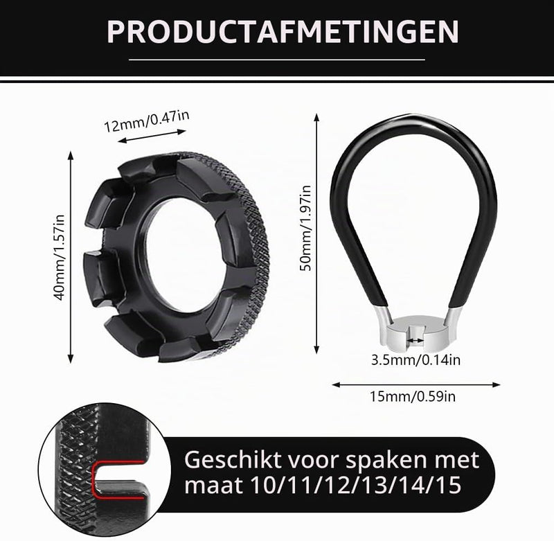 Charger l’image dans la visionneuse de galerie, Fietsreparatieset 5-delig met 3 stalen bandenlichters en 2 spaaksleutels voor fietswielen – fietsgereedschap – bandenreparatie - happygetfit.com
