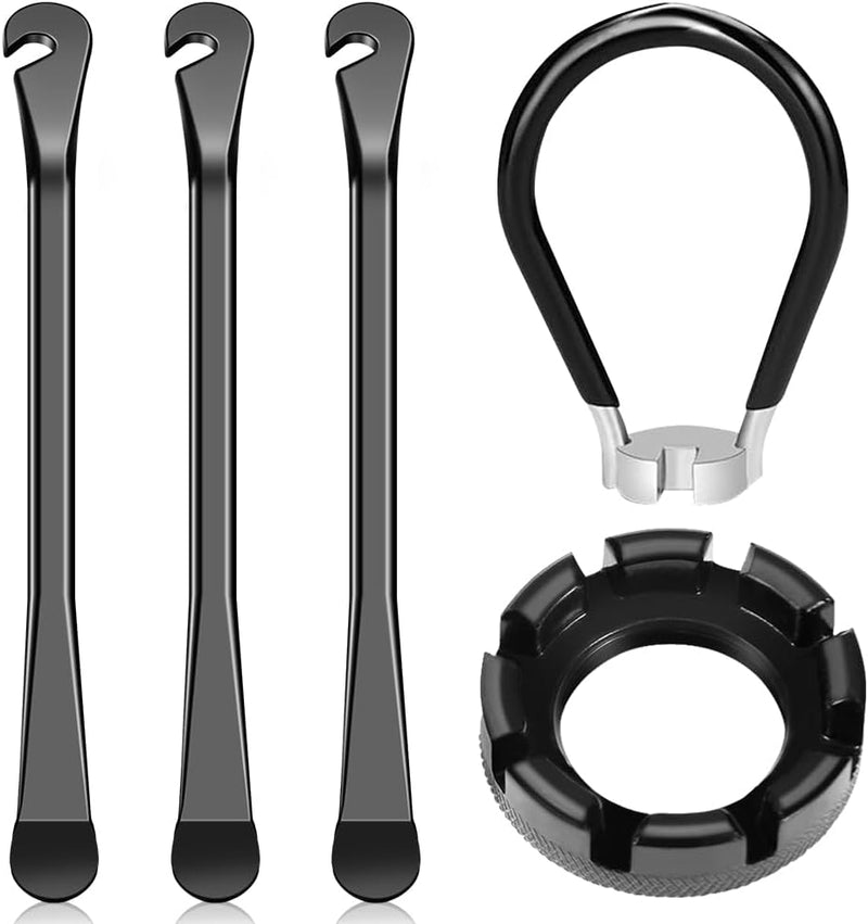 Charger l’image dans la visionneuse de galerie, Fietsreparatieset 5-delig met 3 stalen bandenlichters en 2 spaaksleutels voor fietswielen – fietsgereedschap – bandenreparatie - happygetfit.com
