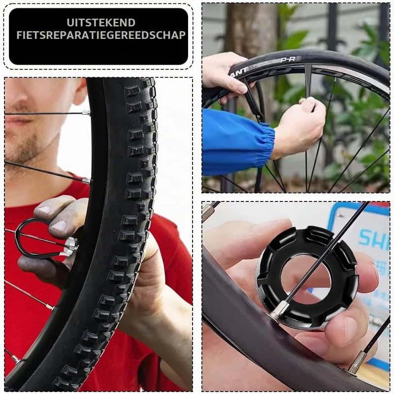 Charger l’image dans la visionneuse de galerie, Fietsreparatieset 5-delig met 3 stalen bandenlichters en 2 spaaksleutels voor fietswielen – fietsgereedschap – bandenreparatie - happygetfit.com
