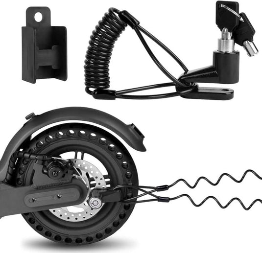 Fietsslot met schijfremslot en kabel 130 cm zwart - happygetfit.com