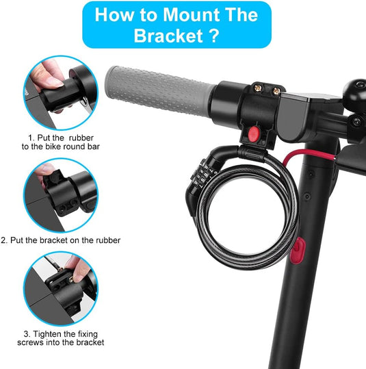 Fietsslot met schijfremslot en kabel 130 cm zwart - happygetfit.com