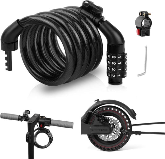 Fietsslot met schijfremslot en kabel 130 cm zwart - happygetfit.com