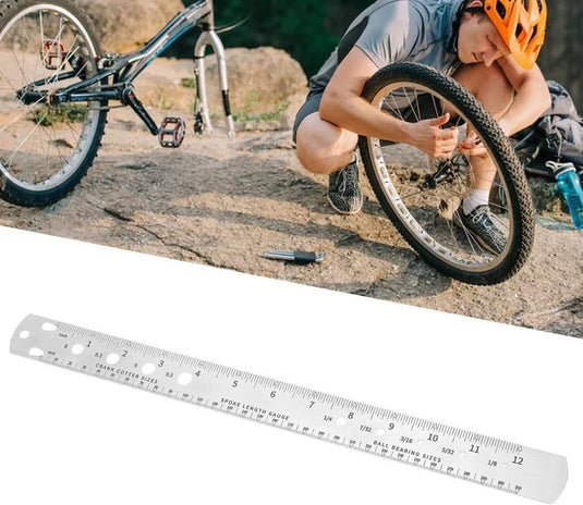 Fietsspaken liniaal 360 mm van roestvrij staal met dubbelzijdige maatverdeling – spaakmeter – fietsonderhoud - happygetfit.com