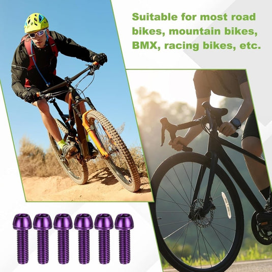 Fietsstuurpen bouten 6 stuks M6 x 20 mm paars met ringen en inbussleutel – fietsbouten – BMX MTB accessoires - happygetfit.com