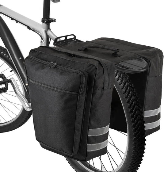 fietstassen, 28L fietsdragertas, waterdichte fietstas, duurzame fietszadeltas voor bagagedrager met reflecterende afwerking en draagriem voor racefietsen, mountainbikes (zwart) - happygetfit.com