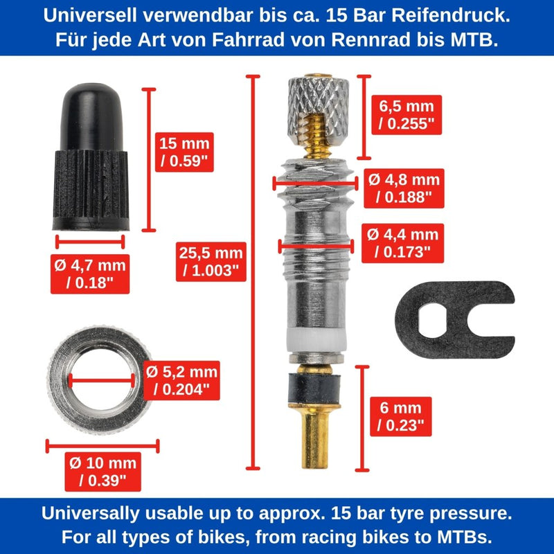 Załaduj obraz do przeglądarki galerii, Fietsventiel Reparatieset 20-delig voor Dunlopventiel tot 6 Bar – Ventielset – Fietsaccessoires - happygetfit.com
