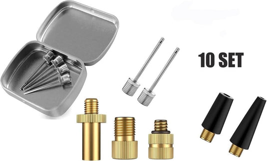 Fietsventieladapter, adapter voor alle AV-/DV-/SV-ventielen, opblaasventielen, set voor alle fietspompen, luchtpompen, naalden voor bal-, basketbal en voetbalpompen - happygetfit.com