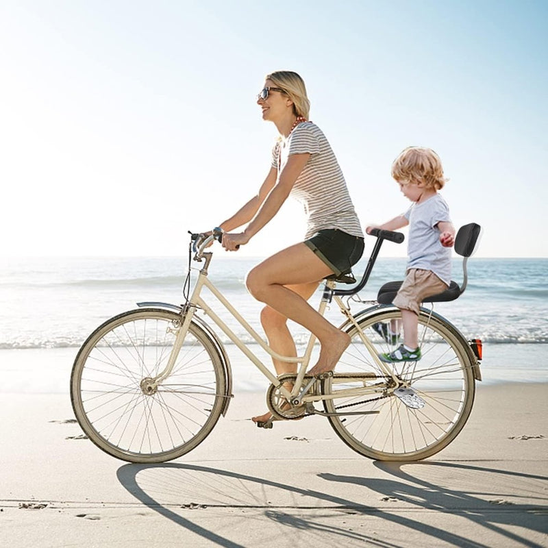 Laden Sie das Bild in Galerie -Viewer, fietszitje achter, zadel met zachte bekleding en rugleuning, voor peuters, kinderen, vrienden, leren bekleding, voor bevestiging op de bagagedrager (set 3) - happygetfit.com
