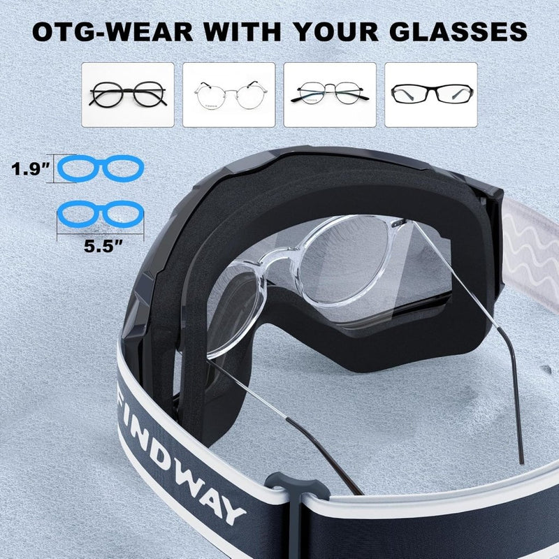 Load image into Gallery viewer, Findway Skibril,Skibrillen Dames Heren Volwassenen voor Brildragers OTG,UV Bescherming Anti Mist Ski Goggles Bolvormige Spiegel - happygetfit.com
