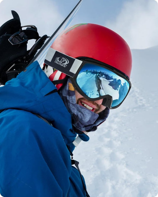Findway Skibril,Skibrillen Dames Heren Volwassenen voor Brildragers OTG,UV Bescherming Anti Mist Ski Goggles Bolvormige Spiegel - happygetfit.com