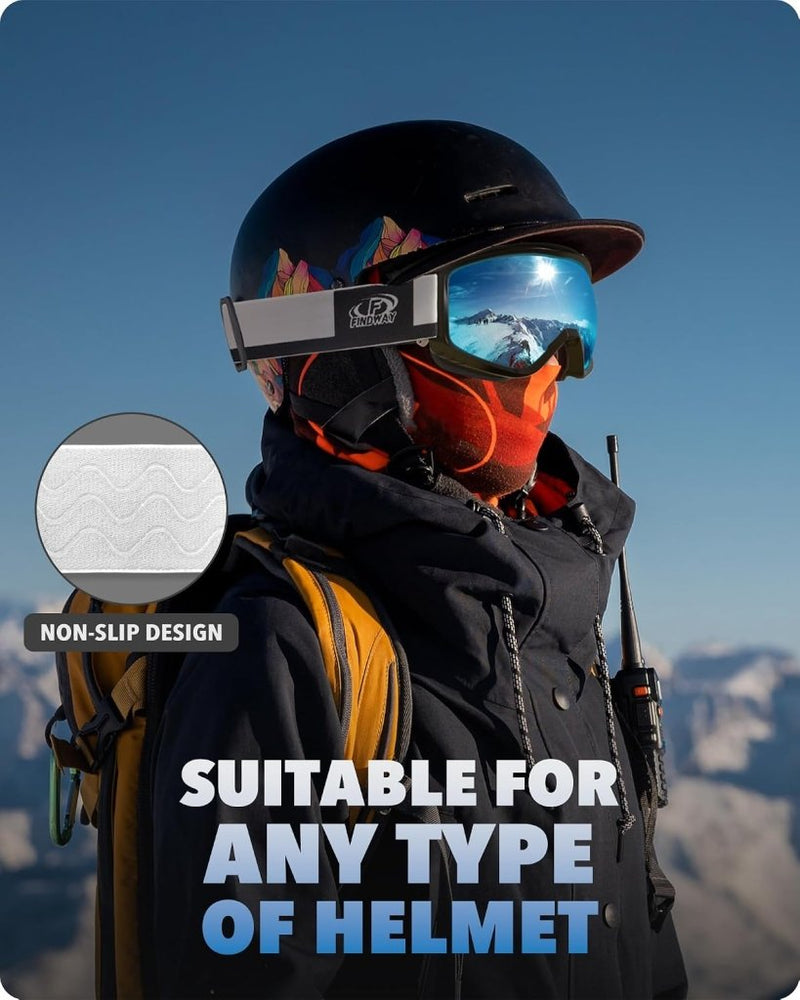 Load image into Gallery viewer, Findway Skibril,Skibrillen Dames Heren Volwassenen voor Brildragers OTG,UV Bescherming Anti Mist Ski Goggles Bolvormige Spiegel - happygetfit.com
