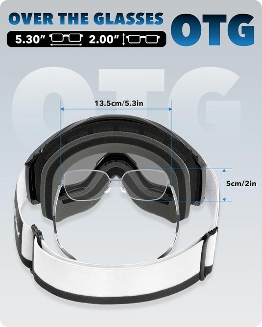 Findway Skibril,Skibrillen Dames Heren Volwassenen voor Brildragers OTG,UV Bescherming Anti Mist Ski Goggles Bolvormige Spiegel - happygetfit.com