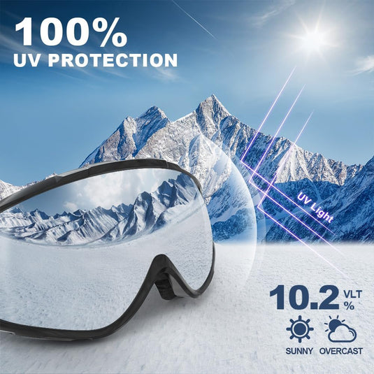 Findway Skibril,Skibrillen Dames Heren Volwassenen voor Brildragers OTG,UV Bescherming Anti Mist Ski Goggles Bolvormige Spiegel - happygetfit.com