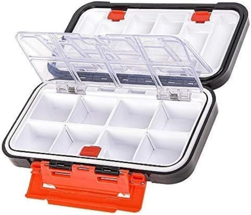 Laad afbeelding in Galerijviewer, Fishing Tackle Storage Box, Double Sided Waterproof, 16 Compartments, Fishing Lure Box Storage Containers (Black) - happygetfit.com
