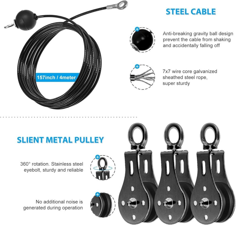 Load image into Gallery viewer, Fitness Cable lat Pulley Systeem, DIY Home Gym Machine Pulley System Fitness Kabel Katrol voor LAT Pulldowns, Biceps Krul, Triceps Extensions, Spieren Kweken Workout - happygetfit.com
