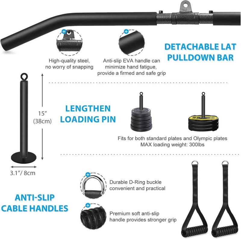 Load image into Gallery viewer, Fitness Cable lat Pulley Systeem, DIY Home Gym Machine Pulley System Fitness Kabel Katrol voor LAT Pulldowns, Biceps Krul, Triceps Extensions, Spieren Kweken Workout - happygetfit.com
