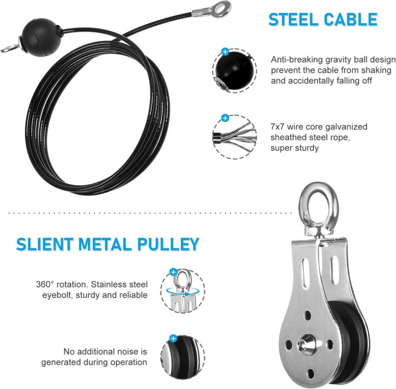 Load image into Gallery viewer, Fitness Cable lat Pulley Systeem, DIY Home Gym Machine Pulley System Fitness Kabel Katrol voor LAT Pulldowns, Biceps Krul, Triceps Extensions, Spieren Kweken Workout - happygetfit.com
