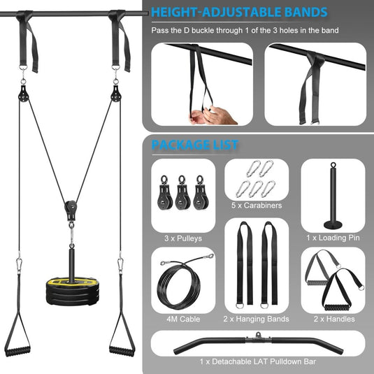 Fitness Cable lat Pulley Systeem, DIY Home Gym Machine Pulley System Fitness Kabel Katrol voor LAT Pulldowns, Biceps Krul, Triceps Extensions, Spieren Kweken Workout - happygetfit.com
