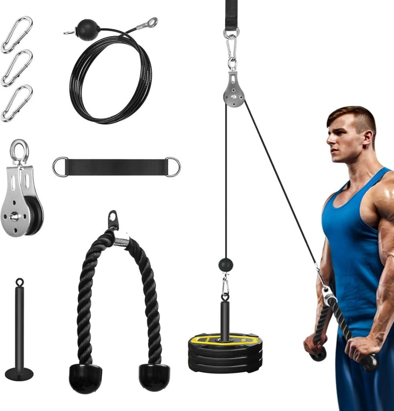 Load image into Gallery viewer, Fitness Cable lat Pulley Systeem, DIY Home Gym Machine Pulley System Fitness Kabel Katrol voor LAT Pulldowns, Biceps Krul, Triceps Extensions, Spieren Kweken Workout - happygetfit.com

