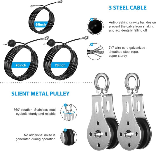 Fitness Cable lat Pulley Systeem, DIY Home Gym Machine Pulley System Fitness Kabel Katrol voor LAT Pulldowns, Biceps Krul, Triceps Extensions, Spieren Kweken Workout - happygetfit.com