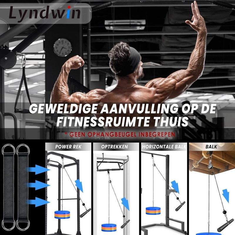Load image in Gallery Viewer, Fitness kabelsysteem 3-in-1 met dubbele katrollen en 130 kg draagvermogen – pulley systeem – krachttraining - happygetfit.com
