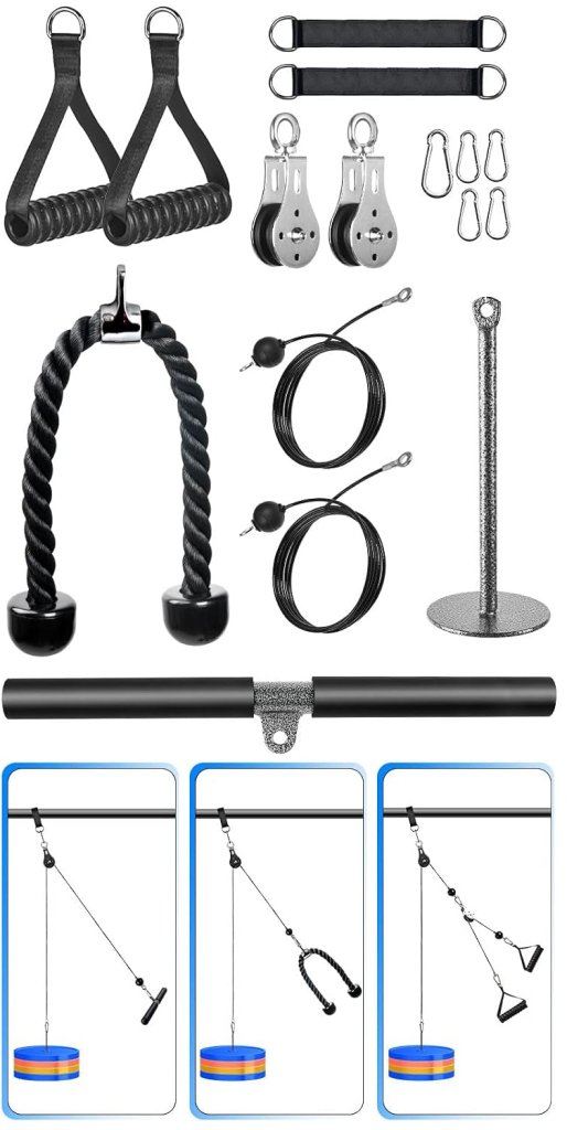 Load image in Gallery Viewer, Fitness kabelsysteem 3-in-1 met dubbele katrollen en 130 kg draagvermogen – pulley systeem – krachttraining - happygetfit.com
