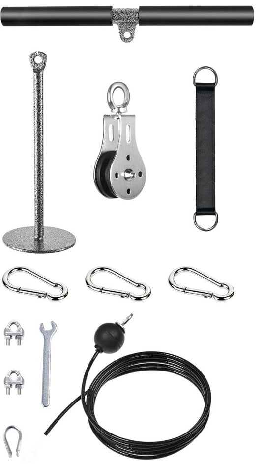 Fitness kabelsysteem met rechte trekstang van 40 cm en verstelbare staalkabel – lat pulldown – homegym accessoires - happygetfit.com