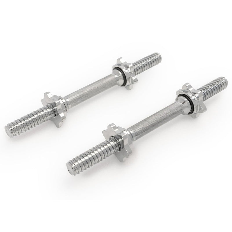 Laad afbeelding in Galerijviewer, &amp; Fitness Standard Threaded Dumbbell Handle Pairs – 14" and 24" Chrome Options with Star-Lock Collars, Solid Steel, Fits 1" Plates, Knurled Grip - happygetfit.com
