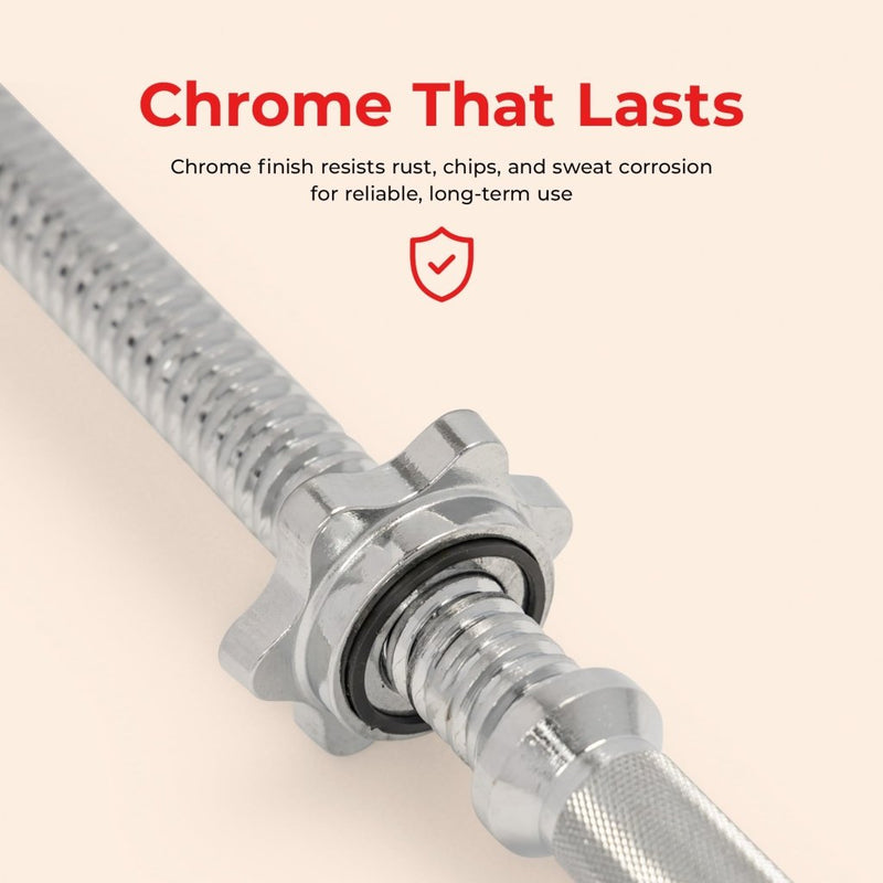 Laad afbeelding in Galerijviewer, &amp; Fitness Standard Threaded Dumbbell Handle Pairs – 14" and 24" Chrome Options with Star-Lock Collars, Solid Steel, Fits 1" Plates, Knurled Grip - happygetfit.com

