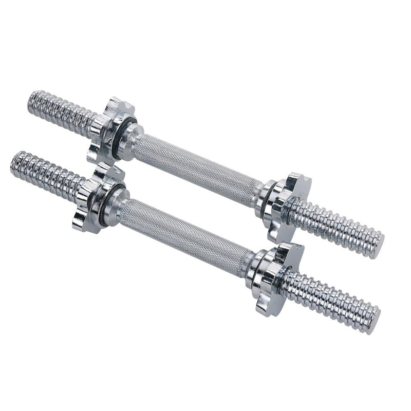 Laad afbeelding in Galerijviewer, &amp; Fitness Standard Threaded Dumbbell Handle Pairs – 14" and 24" Chrome Options with Star-Lock Collars, Solid Steel, Fits 1" Plates, Knurled Grip - happygetfit.com
