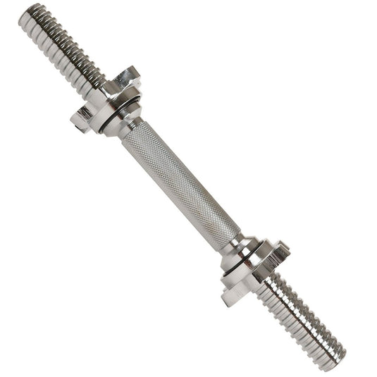 & Fitness Standard Threaded Dumbbell Handle Pairs – 14" and 24" Chrome Options with Star-Lock Collars, Solid Steel, Fits 1" Plates, Knurled Grip - happygetfit.com