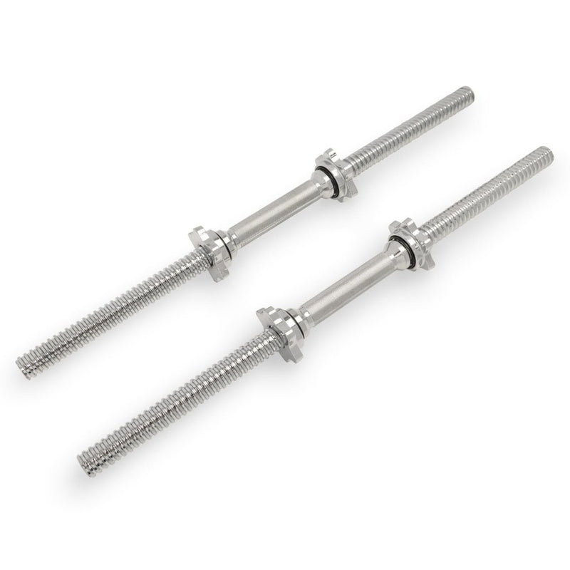 Laad afbeelding in Galerijviewer, &amp; Fitness Standard Threaded Dumbbell Handle Pairs – 14" and 24" Chrome Options with Star-Lock Collars, Solid Steel, Fits 1" Plates, Knurled Grip - happygetfit.com
