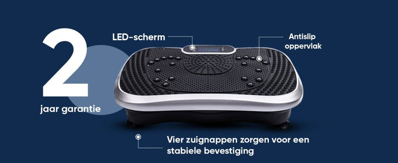 Load image into Gallery viewer, De &quot;Effectieve fitness trilplaat voor thuis&quot; verbetert spierkracht en vetverbranding met een LED-display en antislipoppervlak. Beveilig uw training met vier zuignappen. Inclusief &quot;2 jaar garantie.
