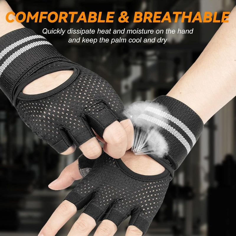 Załaduj obraz w przeglądarce galerii, Fitnesshandschoenen 1 paar met polssteun en antislip siliconen grip voor krachttraining en gewichtheffen – trainingshandschoenen – sporthandschoenen - happygetfit.com
