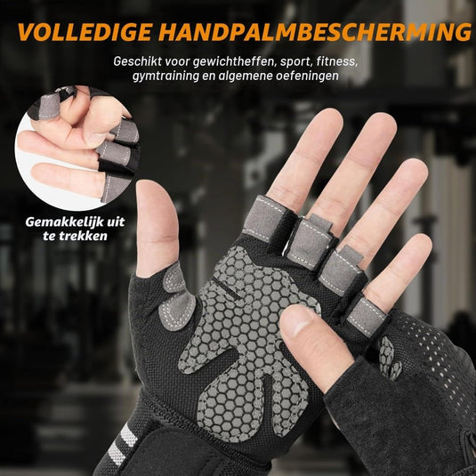 Fitnesshandschoenen 1 paar met polssteun en antislip siliconen grip voor krachttraining en gewichtheffen – trainingshandschoenen – sporthandschoenen - happygetfit.com