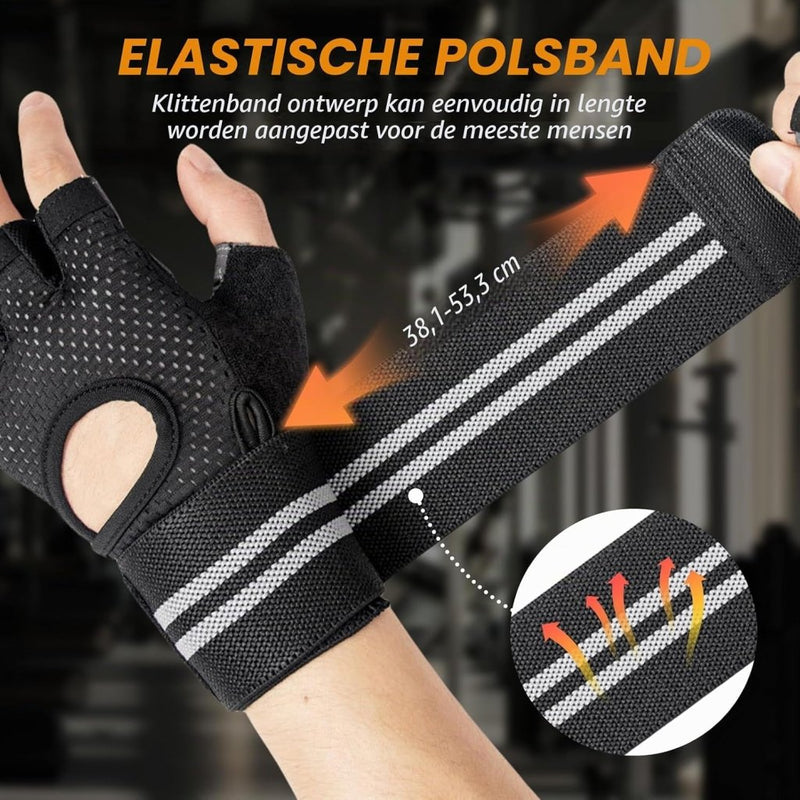 Załaduj obraz w przeglądarce galerii, Fitnesshandschoenen 1 paar met polssteun en antislip siliconen grip voor krachttraining en gewichtheffen – trainingshandschoenen – sporthandschoenen - happygetfit.com
