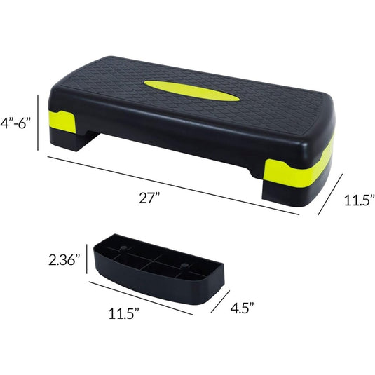 Fitvids Aerobic Step Platform Trainer with Adjustable 2-Level Risers, 400 Pound Weight Capacity – Non-Slip Exercise Stepper - happygetfit.com