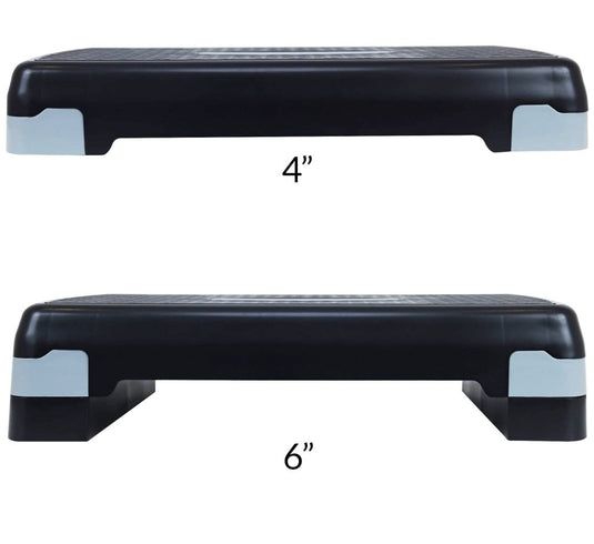 Fitvids Aerobic Step Platform Trainer with Adjustable 2-Level Risers, 400 Pound Weight Capacity – Non-Slip Exercise Stepper - happygetfit.com