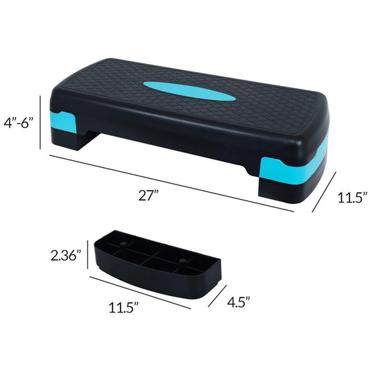Fitvids Aerobic Step Platform Trainer with Adjustable 2-Level Risers, 400 Pound Weight Capacity – Non-Slip Exercise Stepper - happygetfit.com