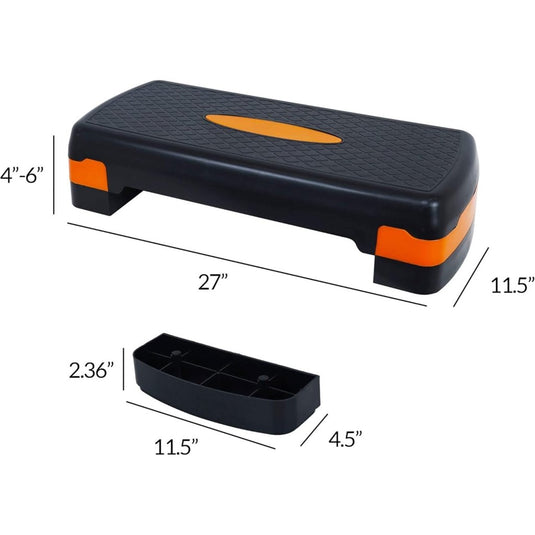 Fitvids Aerobic Step Platform Trainer with Adjustable 2-Level Risers, 400 Pound Weight Capacity – Non-Slip Exercise Stepper - happygetfit.com