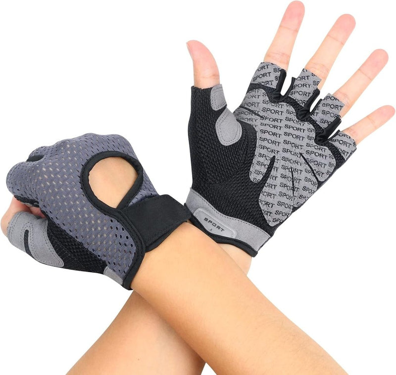 Laad afbeelding in Galerijviewer, Flintronic Gymhandschoenen, Ademende Trainingshandschoenen met Microvezelstof, Antislip Siliconen Gewatteerde Handpalmbescherming en Extra Grip, voor Heren en Dames, Gewichtheffen/Crossfit/Fietsen - happygetfit.com
