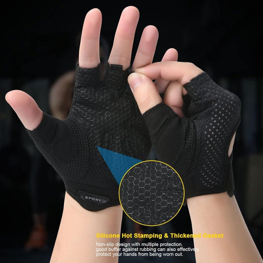 Flintronic Gymhandschoenen, Ademende Trainingshandschoenen met Microvezelstof, Antislip Siliconen Gewatteerde Handpalmbescherming en Extra Grip, voor Heren en Dames, Gewichtheffen/Crossfit/Fietsen - happygetfit.com