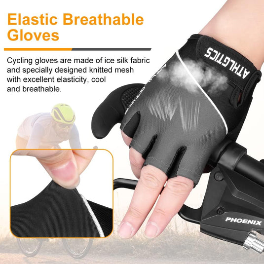 Flintronic Gymhandschoenen, Ademende Trainingshandschoenen met Microvezelstof, Antislip Siliconen Gewatteerde Handpalmbescherming en Extra Grip, voor Heren en Dames, Gewichtheffen/Crossfit/Fietsen - happygetfit.com