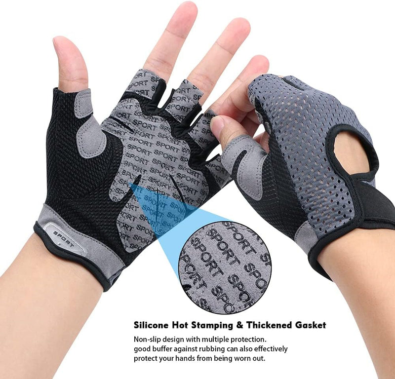 Laad afbeelding in Galerijviewer, Flintronic Gymhandschoenen, Ademende Trainingshandschoenen met Microvezelstof, Antislip Siliconen Gewatteerde Handpalmbescherming en Extra Grip, voor Heren en Dames, Gewichtheffen/Crossfit/Fietsen - happygetfit.com
