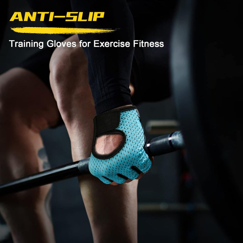 Laad afbeelding in Galerijviewer, Flintronic Gymhandschoenen, Ademende Trainingshandschoenen met Microvezelstof, Antislip Siliconen Gewatteerde Handpalmbescherming en Extra Grip, voor Heren en Dames, Gewichtheffen/Crossfit/Fietsen - happygetfit.com
